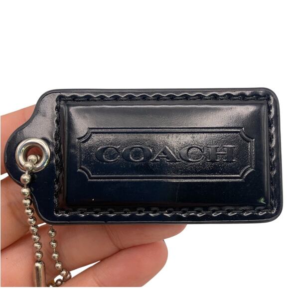 2" COACH Patent Leather Black Fob Bag Charm Hang tag Hangtag - Picture 1 of 2